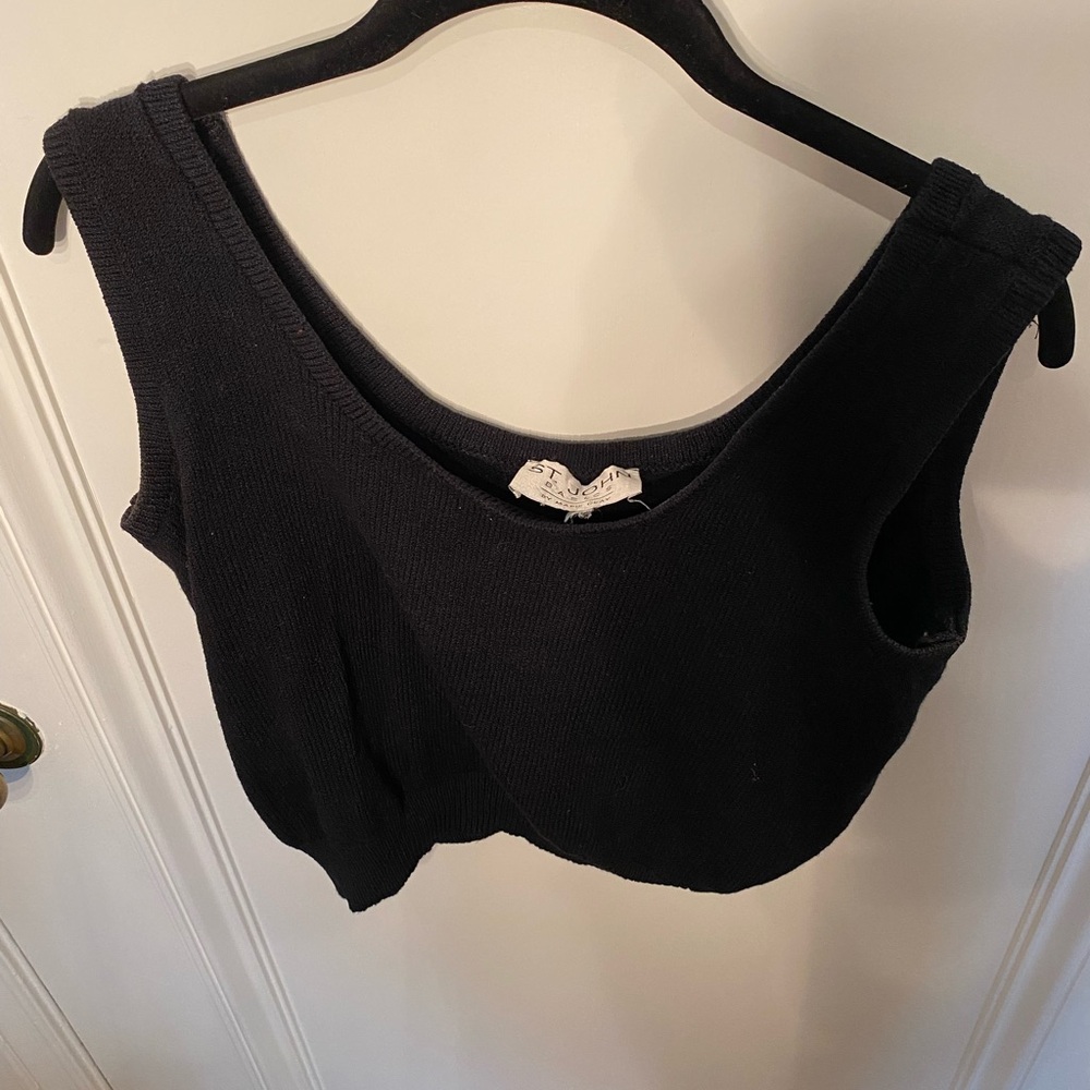 St. John knit black crop tank top